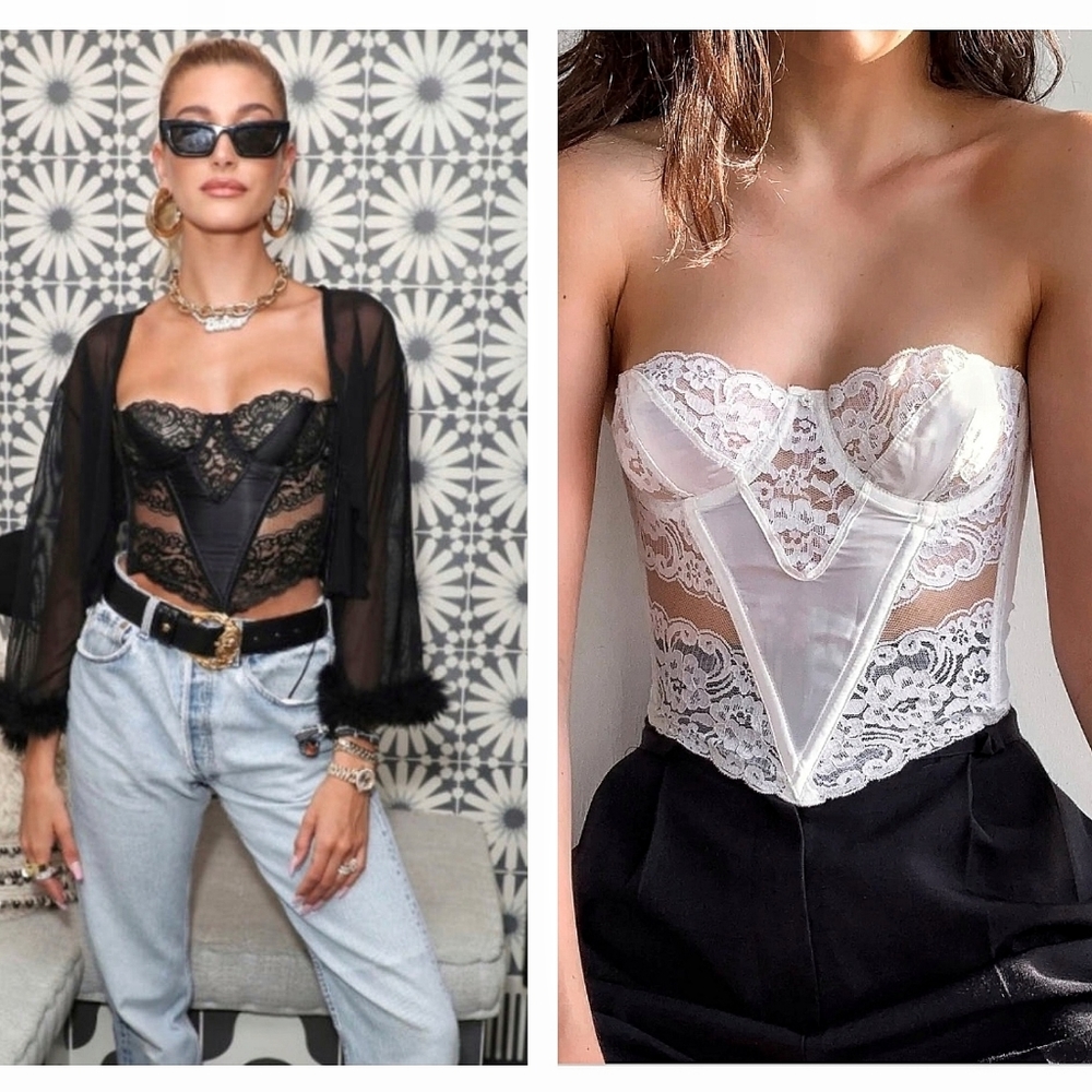 Rare Vintage Christian Dior Corset Satin Floral Lace Pearl Lingerie Bust…